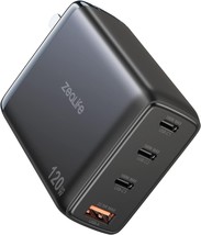 Zealife 120W USB C Charger, 4-Port GaN III Wall Charger Block Foldable Power - £36.52 GBP