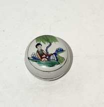 Antique Chinese Famille Rose Porcelain Paste Box with Figures - £23.89 GBP