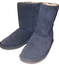 Bearpaw Emma Short Boots Suede Sheepskin Boots Mid-Shin Purple Eggplant 8 Exc LN - £31.17 GBP