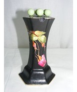 Vintage Porcelain Hat Hair Pin Holder Hand Painted Rose Design with 6 Pins - $975.27 MXN