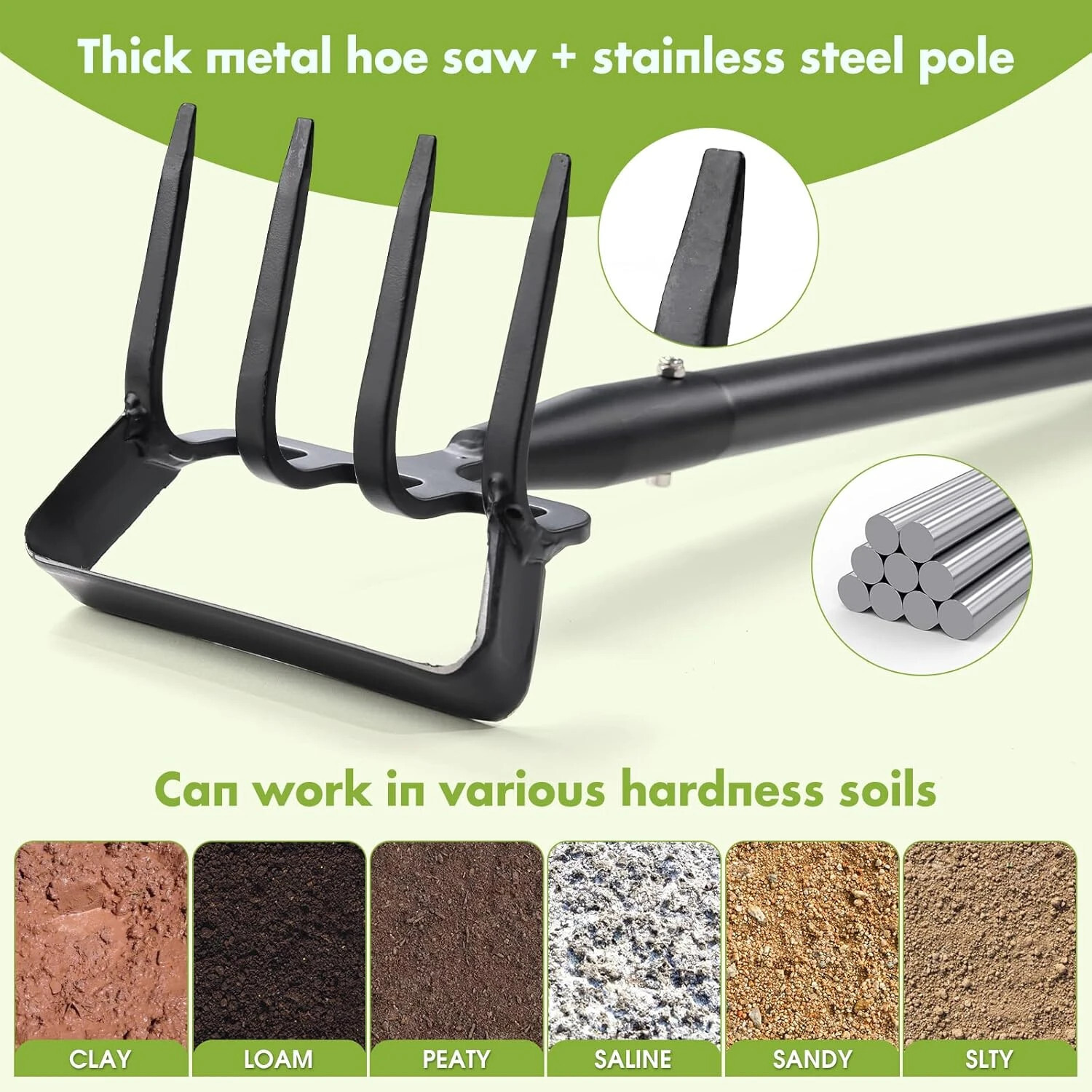 Hula Hoe Garden Tool - 2 in 1 Stirrup Action Hoe & Rake,Heavy Duty Weeding & ... Item image 5
