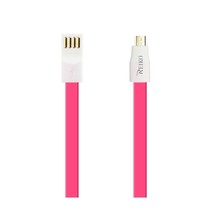 REIKO FLAT MAGNETIC GOLD PLATED MICRO USB DATA CABLE 0.7 FOOT IN HOT PINK - £46.98 GBP