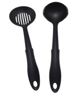 Serving Spoon Ladle Set 2 Nylon Slotted Solid Heat Resistant 400 Black U... - £10.77 GBP