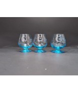 Vintage Blue Etched Glass Brandy Cordial Snifter Shot Glass Floral Rose ... - €15,71 EUR