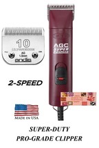 Andis Agc Super Ultraedge 2 Speed Clipper SET&amp;10 Blade Dog Cat Horse Grooming - £184.76 GBP