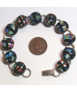 Custom Made STERLING SILVER Multi Color DICHROIC Glass 7&quot; Bracelet 29.5 ... - £49.85 GBP