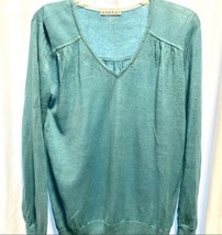 Vintage Kookai Lightweight Sweater Medium Teal Color Ribbed Bottom and Sleeve - £9.62 GBP