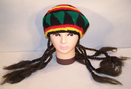KNIT REGGAE CAP WITH BRAIDED PONYTAILS novely hat new HIP HOP funny pony... - $140.73 MXN