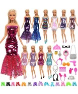 Clothes for Barbie Doll 58 Set Long/Short Dresses Doll Shoes And Accesso... - £15.46 GBP