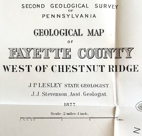 Map Coal Outcrops 1877 Geological Fayette County Pennsylvania Victorian DWZ1 Item image 3