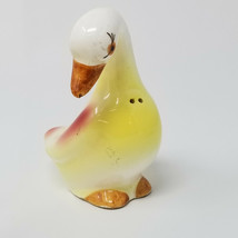 Swan Figurine Single Salt Pepper Shaker Yellow Pink Vintage Japanese Ceramic - £7.40 GBP