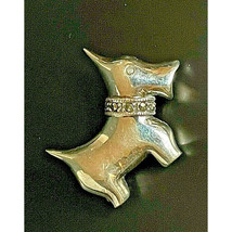 925 STERLING SILVER &amp; MARCASITES SCOTTIE DOG BROOCH SKY - $33.46