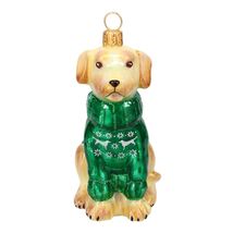 Yellow Lab in Nordic Sweater with Snowflakes Polish Glass Christmas Tree... - $65.32