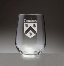 Condren Irish Coat of Arms Stemless Wine Glasses (Sand Etched) - $67.32