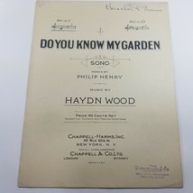 Do You Know My Garden by Phillip Henry Haydn Wood Sheet Music 1926 - £18.17 GBP