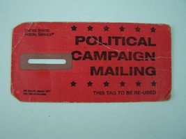 United States Postal Service USPS Political Campaign Mailing Red Tag - £15.85 GBP