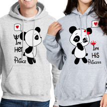 Nwt Panda PRINCESS/PRINCE Couple Matching Valentine&#39;s Day Gift Light Gray Hoodie - £15.97 GBP