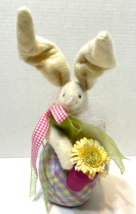 VTG Raz Imports Easter Bunny Weighted Plush Decoration Poseable Ears Flower Pot - £13.81 GBP
