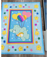 Vintage Care Bears Wish Bear Fleece Blanket 57&quot; Long Stars Heart Balloons - $64.30