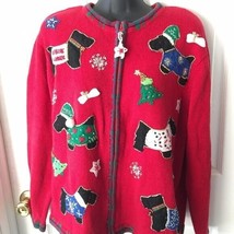 Heirloom Collectibles Red Boston Terrier Ugly Christmas Sweater Cardigan... - $129.99