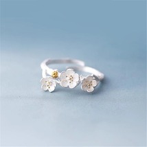 925 Sterling Silver Jewelry Korean Popular Fashion Daisy Flower Adjustable Ring - £8.78 GBP