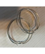 Pair of Double Hoop Silver Tone &amp; Glittery Tone 3&quot; Dressy Evening Earrings - €7,45 EUR