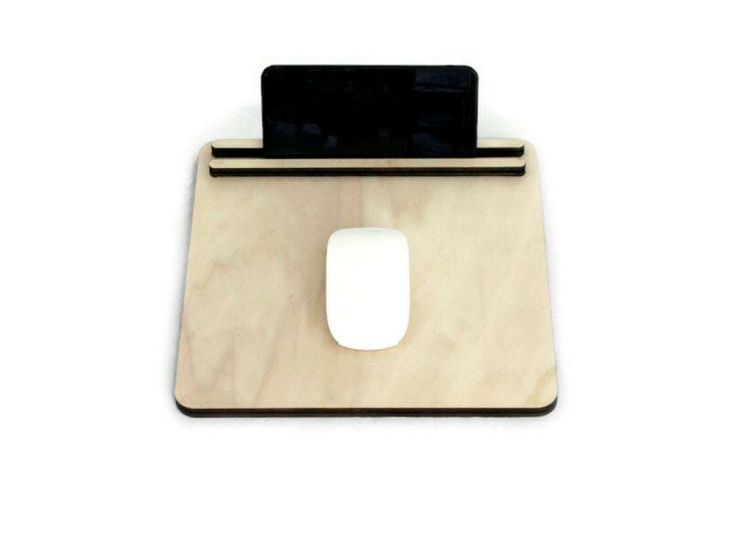 Wooden Mouse Pad Organizer with Pen Holder, Phone and Tablet Stand, Geek... - $55.00