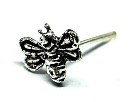 Honey Bee Bumble Bee Nose Stud Insect 22g (0.6mm) 925 Oxide Silver Straight Stud - £4.93 GBP