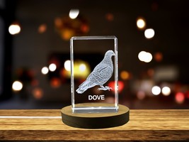 LED Base included | Peaceful 3D Engraved Crystal of a Serene Dove - Perfect for - £31.89 GBP+