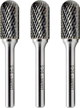 Tungsten Carbide Burr Cylinder Shape SC-5 with Radius End Double Cut Rot... - $60.34
