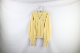 Vintage 80s Izod Lacoste Mens XL Distressed Croc Logo Knit V-Neck Sweater USA - £43.48 GBP