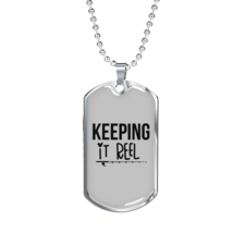 Keeping It Reel Simple Fishing Necklace Stainless Steel or 18k Gold Dog Tag 24&quot; - £37.92 GBP+