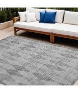 10&#39; X 14&#39; Gray Geometric Washable Non Skid Indoor Outdoor Area Rug - $587.49