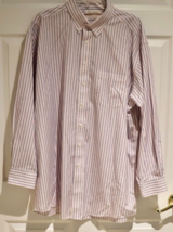 Roundtree &amp; Yorke Dress Shirt Gold Label Men&#39;s Poplin No-Iron Pink Mulit 17/34 - $24.70