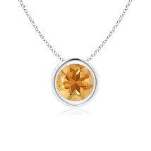 ANGARA 0.7 Ct Natural Citrine Round Shape Pendant Necklace in Sterling S... - $208.05+