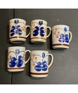 Vintage Stoneware Cup Mug Floral MCM Speckled Made in Japan Set of 5 - $649.54 MXN