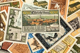 1920&#39;s Germany Notgeld Money 25pc City Views - Crivitz, Ellrich, Magdeburg - £77.87 GBP