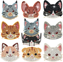 8 Pcs Diamond Painting Coasters DIY Cat Coasters with Holder 4 Inch Coasters for - £7.36 GBP