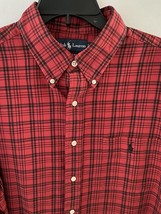 Ralph Lauren Shirt Mens XL Red Black Plaid Button Up Classic Fit Long Sleeve - £22.84 GBP