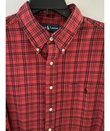 Ralph Lauren Shirt Mens XL Red Black Plaid Button Up Classic Fit Long Sleeve - $28.59