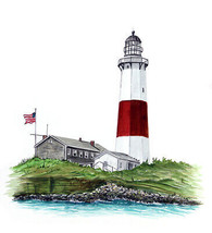 Montauk Point Light House Lighthouse NY Home Beach Nautical Decor Decal Sticker - £5.47 GBP+
