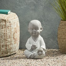 Outdoor Cast Stone Monk Garden Statue, Gray - £37.32 GBP