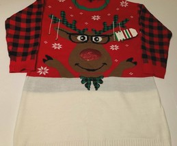 Allison Brittney Plus Red White Snow Reindeer Pullover Ugly Sweater 2XL New - £7.40 GBP