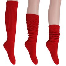 AWS/American Made Cotton Slouch Boot Socks Shoe Size 5 to 10 (red 3 Pair) - £13.94 GBP