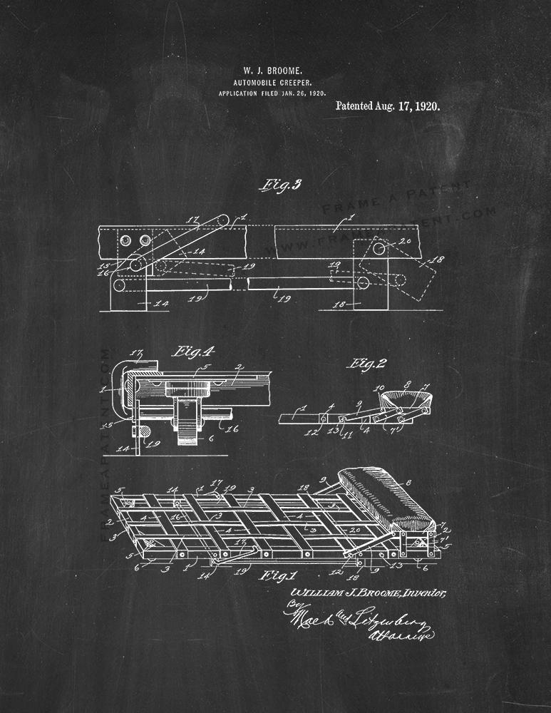 Automobile Creeper Patent Print - Chalkboard