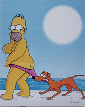 The Simpsons TV series Homer Simpson on beach as dog pulls his shorts 8x10 photo - £9.42 GBP