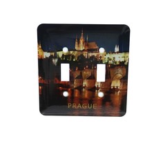 3d Rose Prague Czech Republic At Night Double Toggle Switch Cover 5 x 5 ... - $8.90