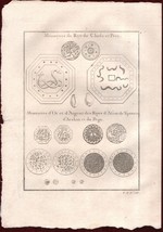 1752 Monnoye du Roy Cheda et Pera Antique Print Coins Numismatics Bellin - £29.38 GBP
