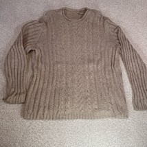 Vintage Ruff Hewn Mens Large Beige Tan Sweater Wool Blend Crew Neck - £23.89 GBP