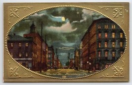 Harrisburg PA Market Street Night Skies Moonlight Golden Frame Postcard C32 - £6.26 GBP
